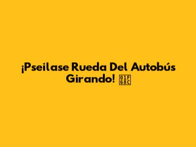 ¡Pseilase Rueda Del Autobús Girando! 🚌