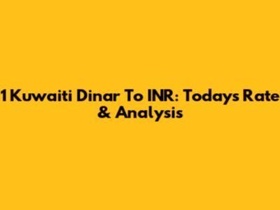 1 Kuwaiti Dinar To INR: Today's Rate & Analysis