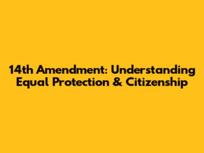14th Amendment: Understanding Equal Protection & Citizenship
