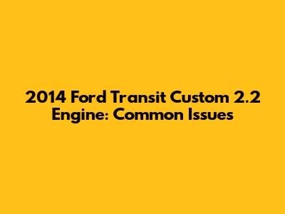 2014 Ford Transit Custom 2.2 Engine: Common Issues