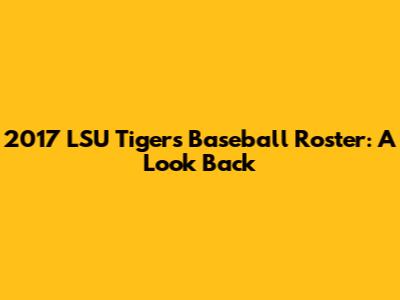 2017 LSU Tigers Baseball Roster: A Look Back