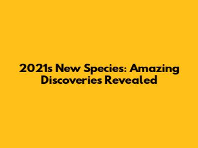 2021's New Species: Amazing Discoveries Revealed