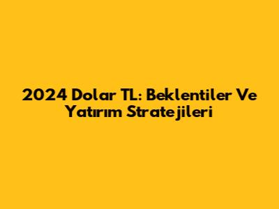 2024 Dolar TL: Beklentiler Ve Yatırım Stratejileri
