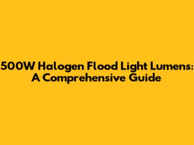 500W Halogen Flood Light Lumens: A Comprehensive Guide