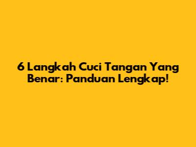6 Langkah Cuci Tangan Yang Benar: Panduan Lengkap!