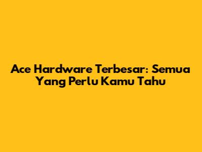 Ace Hardware Terbesar: Semua Yang Perlu Kamu Tahu