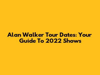 Alan Walker Tour Dates: Your Guide To 2022 Shows