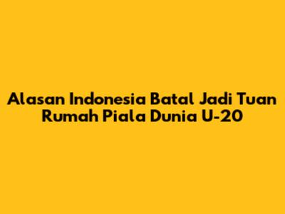Alasan Indonesia Batal Jadi Tuan Rumah Piala Dunia U-20