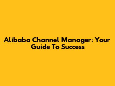 Alibaba Channel Manager: Your Guide To Success
