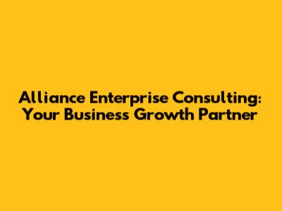 Alliance Enterprise Consulting: Your Business Growth Partner