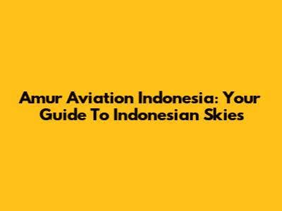 Amur Aviation Indonesia: Your Guide To Indonesian Skies