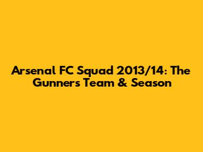 Arsenal FC Squad 2013/14: The Gunners' Team & Season