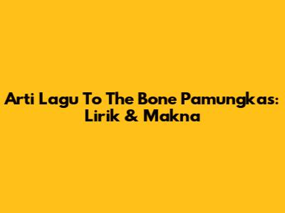 Arti Lagu To The Bone Pamungkas: Lirik & Makna