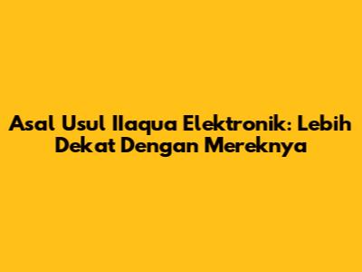 Asal Usul IIaqua Elektronik: Lebih Dekat Dengan Mereknya