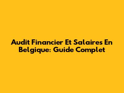 Audit Financier Et Salaires En Belgique: Guide Complet