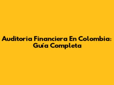 Auditoria Financiera En Colombia: Guía Completa