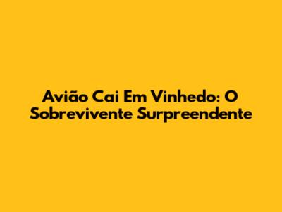 Avião Cai Em Vinhedo: O Sobrevivente Surpreendente