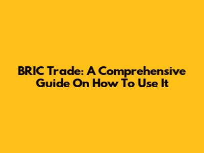 BRIC Trade: A Comprehensive Guide On How To Use It