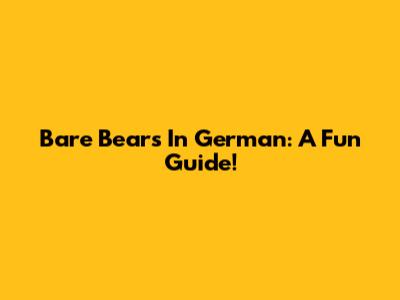 Bare Bears In German: A Fun Guide!