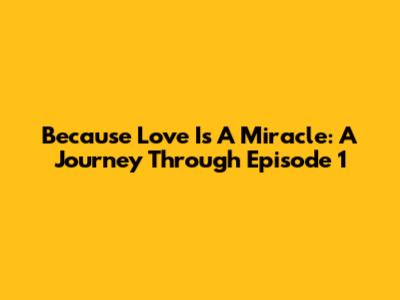 Because Love Is A Miracle: A Journey Through Episode 1