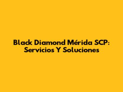 Black Diamond Mérida SCP: Servicios Y Soluciones