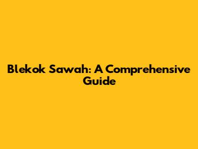 Blekok Sawah: A Comprehensive Guide