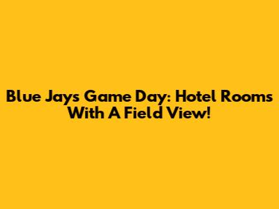 Blue Jays Game Day: Hotel Rooms With A Field View!