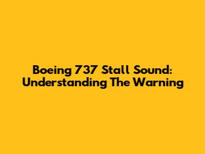 Boeing 737 Stall Sound: Understanding The Warning