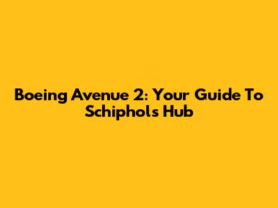 Boeing Avenue 2: Your Guide To Schiphol's Hub