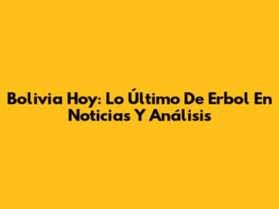 Bolivia Hoy: Lo Último De Erbol En Noticias Y Análisis