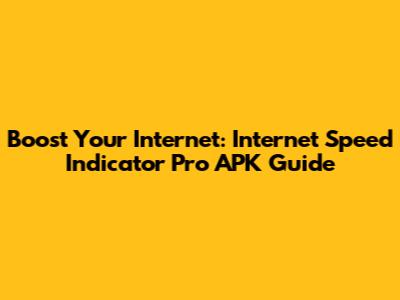 Boost Your Internet: Internet Speed Indicator Pro APK Guide