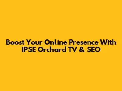 Boost Your Online Presence With IPSE Orchard TV & SEO