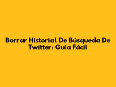 Borrar Historial De Búsqueda De Twitter: Guía Fácil
