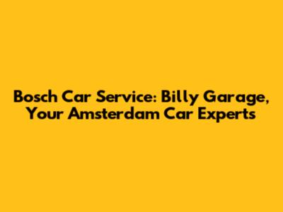 Bosch Car Service: Billy Garage, Your Amsterdam Car Experts
