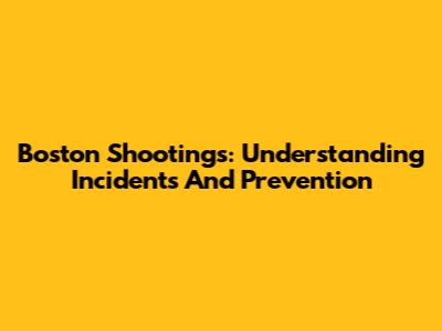 Boston Shootings: Understanding Incidents And Prevention