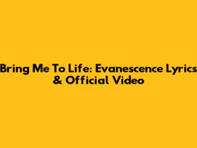 Bring Me To Life: Evanescence Lyrics & Official Video