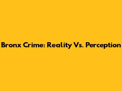 Bronx Crime: Reality Vs. Perception