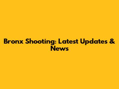 Bronx Shooting: Latest Updates & News