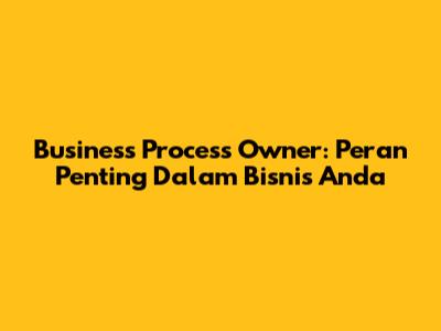 Business Process Owner: Peran Penting Dalam Bisnis Anda