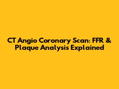 CT Angio Coronary Scan: FFR & Plaque Analysis Explained