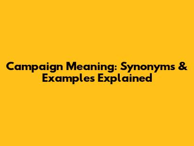 Campaign Meaning: Synonyms & Examples Explained