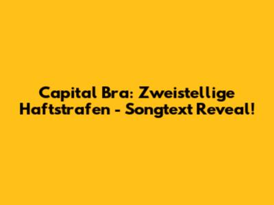 Capital Bra: Zweistellige Haftstrafen - Songtext Reveal!