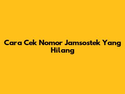 Cara Cek Nomor Jamsostek Yang Hilang