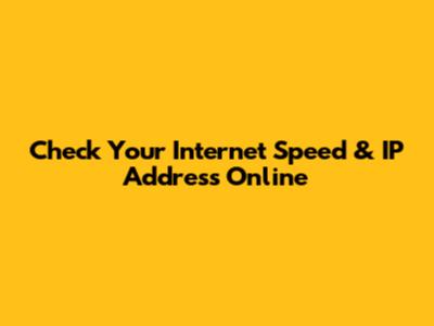 Check Your Internet Speed & IP Address Online