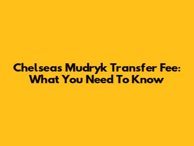 Chelsea's Mudryk Transfer Fee: What You Need To Know