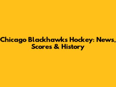 Chicago Blackhawks Hockey: News, Scores & History