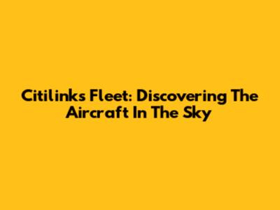 Citilink's Fleet: Discovering The Aircraft In The Sky