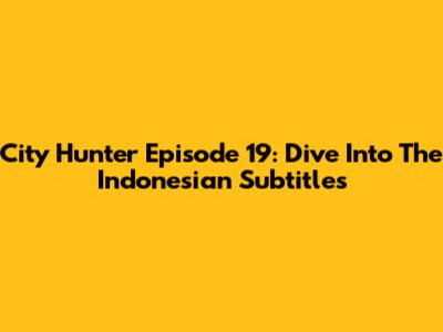 City Hunter Episode 19: Dive Into The Indonesian Subtitles