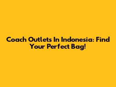 Coach Outlets In Indonesia: Find Your Perfect Bag!