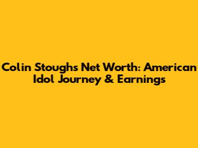 Colin Stough's Net Worth: American Idol Journey & Earnings
